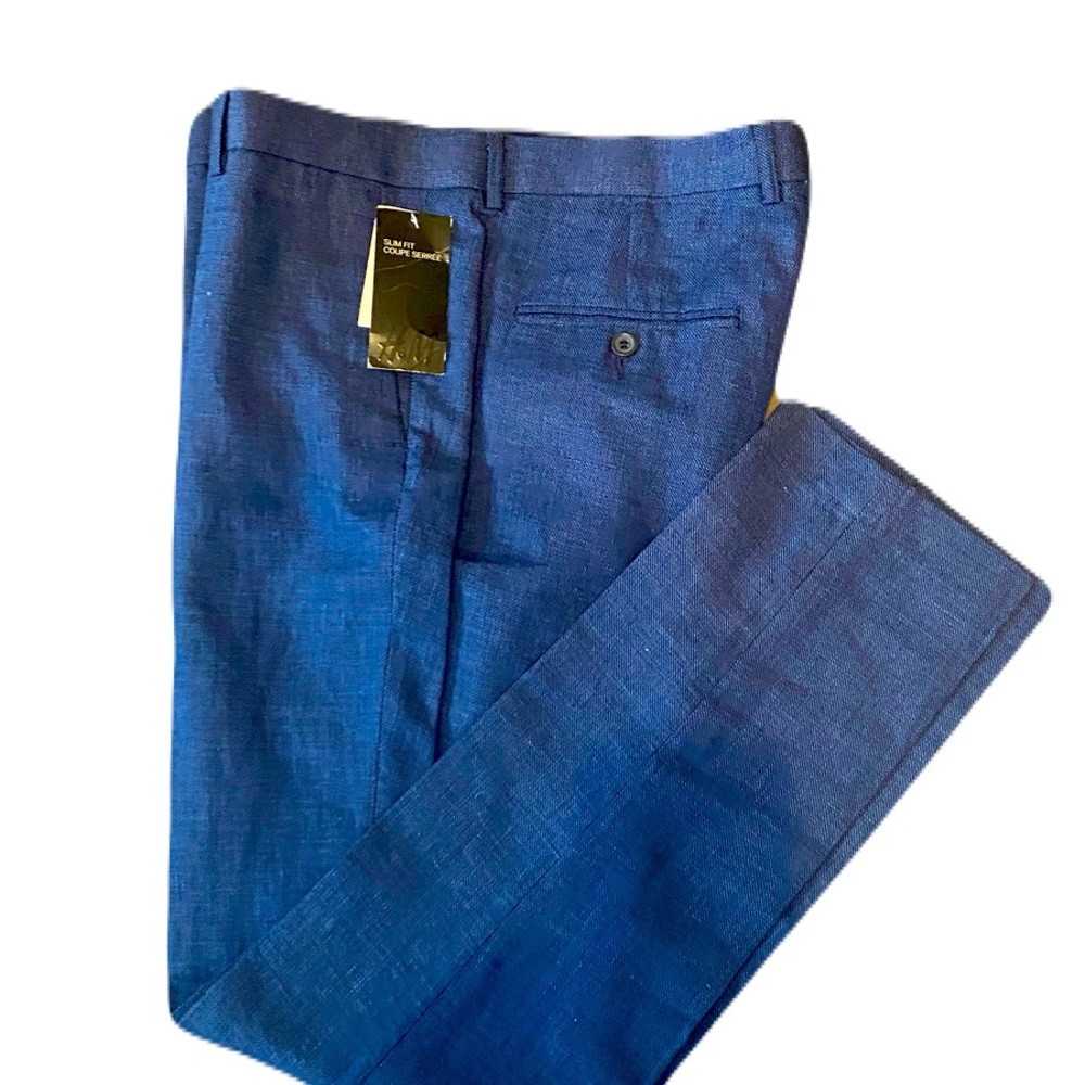 NWT H&M Men's Blue Twill Slim Fit Dress Pants /Trousers -36R